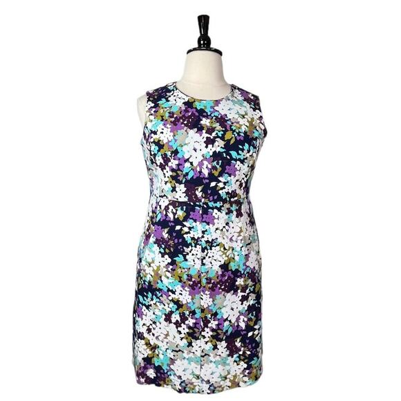 Lands’ End Dress Sheath Ponte Knit Sleeveless Pockets Floral Women’s Size 16W - Picture 1 of 11